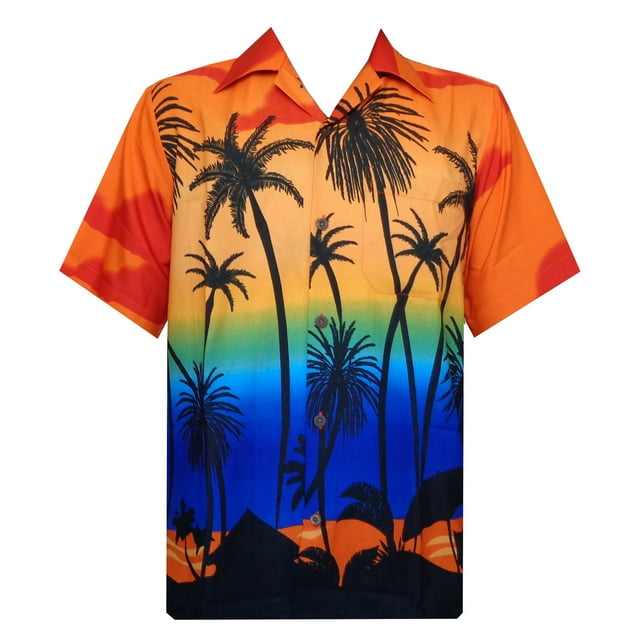 Hawaiian Shirt 42 Mens Allover Coconut Tree Beach Aloha Party Sunrise ...