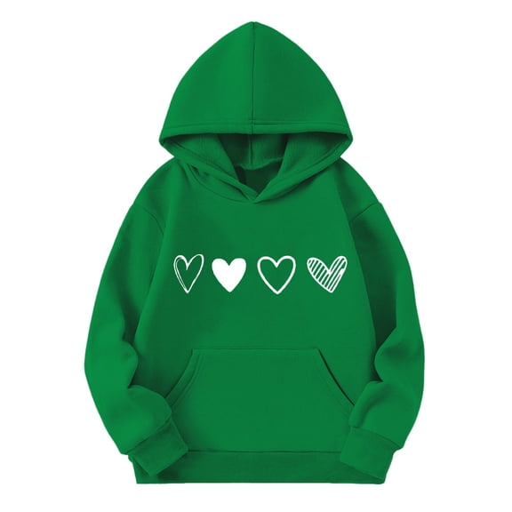 Preppy Heart Hoodies for Youth Girls Long Sleeve Pullover Oversizied Valentines Sweatshirt Kids Cute Loose Casual Tops