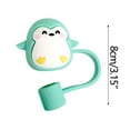 thumbnail image 2 of Hgallory Cartoon Animal 1PC Leakproof Straw Covers Cap, 0.3in/8mm Diameter, Food Grade Silica Gel Cute Straw Cover, Splashproof Dust-Proof Drinking Straw Lids for Outdoor Party, Penguin, 1PC, C, 2 of 3
