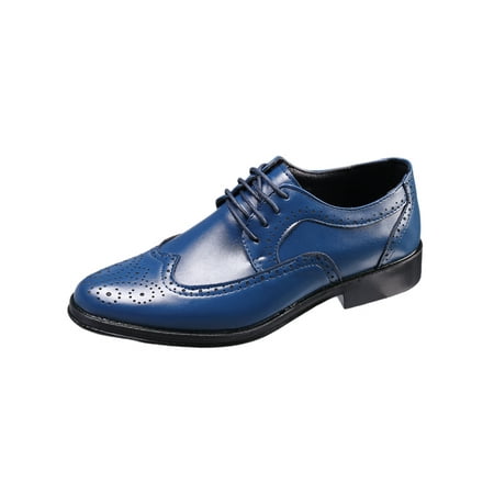 

Daeful Mens Oxfords Formal Dress Shoes Wingtips Brogues Lace Up Business Leather Shoe Men Lightweight Blue 10.5