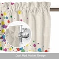 thumbnail image 6 of Colorful Dot Polka on Burlap Linen Valances for Windows,Kitchen Valance Rod Pocket Short Curtain, Watercolor Dots Valance Curtain Window Valances for Bedroom Bathroom Living Room 54x18in, 6 of 9