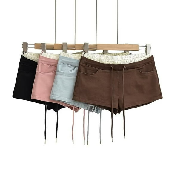 POROPL Womens Shorts Cotton New Spring Summer Fashion Elastic Waist Stretch Shorts Slim Short