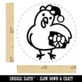 thumbnail image 2 of Santa Helper Elf Christmas Chicken with Present Self-Inking Rubber Stamp Ink Stamper - Orange Ink - Mini 1/2 Inch, 2 of 7