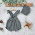 thumbnail image 4 of Generic Knitted Sweater for Children Girls Strap Solid Knitted Ruffles Sweater Baby Jumpsuit Romper with Hat Outfits Clothes Set Cute Knit Oversized Sweater (Grey,0-3 Months), 4 of 9