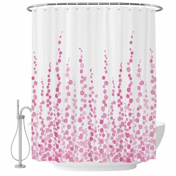 Pink Shower Curtain, Waterproof Shower Curtains for Bathroom, Polka Dots Watercolor Abstract Art Washable Fabric Bathtub Curtain Set Bath Decor with 12 Hooks Stall 36"x72"