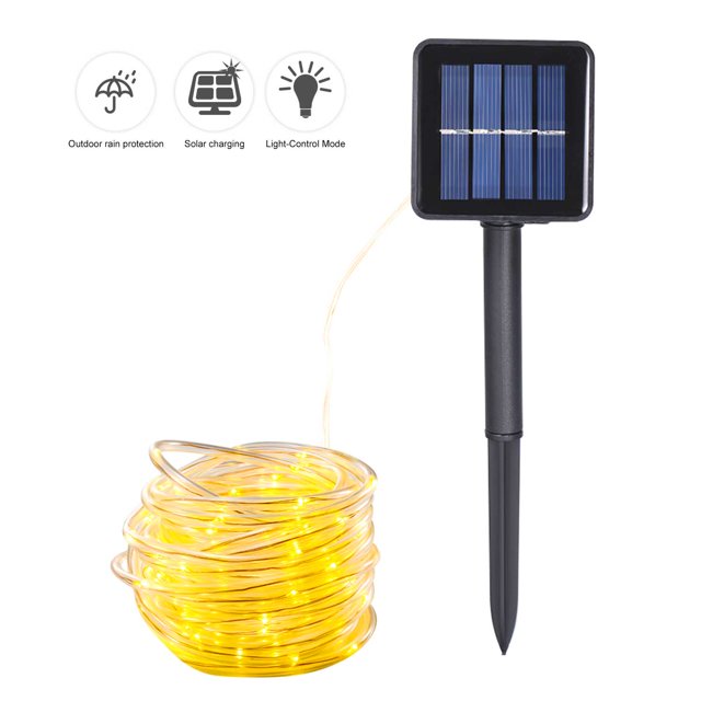 Ahorro de energía Solar Tube String Light 22M 200 Lámpara Bead 8 Funciones Tubo transparente Cobre