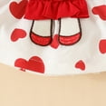 thumbnail image 4 of Weebloom Girls Valentines Outfit Sweet Cute Cartoon Bear Heart Baby Girl Solid Color Short Sleeved Top With Suspenders Skirt Headband Summer Dress Set For Valentine'S Day Red 9-12 Months, 4 of 8