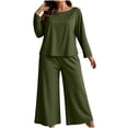 thumbnail image 4 of Njagoc3 Women's Crew Neck Lounge Set Long Sleeve Top with Wide Leg Pants 2 Piece Casual Sleepwear Multicolor, 4 of 6