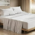 thumbnail image 2 of 4 Piece 100% Egyptian Cotton Sheets 800 Thread Count Hotel Quality Smooth & Soft Bedding Sheet Set Twin XL Size - 15" Inch Deep Pocket - White Stripe, 2 of 7