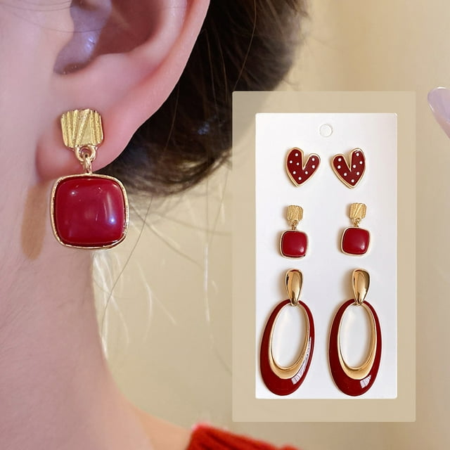Joyas y relojes, Accesorios, Joyas, Aretes, Juego de 3 pares de aretes de aguja plateados para mujer, aretes gruesos y ligeros, regalo de joyería para mujer, aretes de plástico.