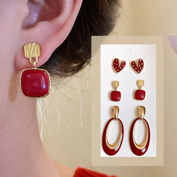 Joyas y relojes, Accesorios, Joyas, Aretes, Juego de 3 pares de aretes de aguja plateados para mujer, aretes gruesos y ligeros, regalo de joyería para mujer, aretes de plástico.