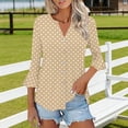 thumbnail image 5 of Uootdi Women's Blouses Polka Dot Print V Neck Flare Sleeve Solid Casual Tops Office Commute Style Lightweight Breathable Loose Fit Shirts Gift, 5 of 7