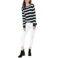 thumbnail image 3 of INSPIRE CHIC Women's Round Neck Long Sleeves Drop Shoulder Loose Striped Tunic Sweater M Blue, 3 of 9