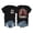 Black, variant on Womens Rock N Roll T Shirts Crewneck Short Sleeve Leopard Lips Guitar Graphic Vintage Band Casual Tee Tops