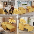 thumbnail image 3 of AECOJOY Sofa Bed, 38" Extra-Wide 3-in-1 Convertible Pull-Out Single Sofa with Adjustable Backrest and Cup Holder, Yellow, 3 of 10