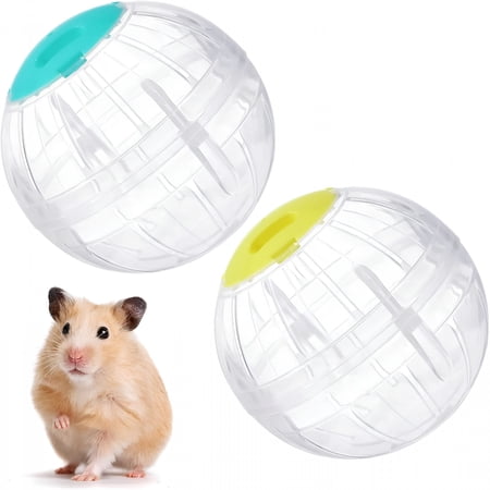BESTSKY 2026 New 2 Pieces Hamster Exercise Ball,5.7 Inch Guinea Pigs Running Ball Transparent Plastic Hamster Wheel for Dwarf Rabbits Small Pets to Reduce Boredom and Increase Activity
