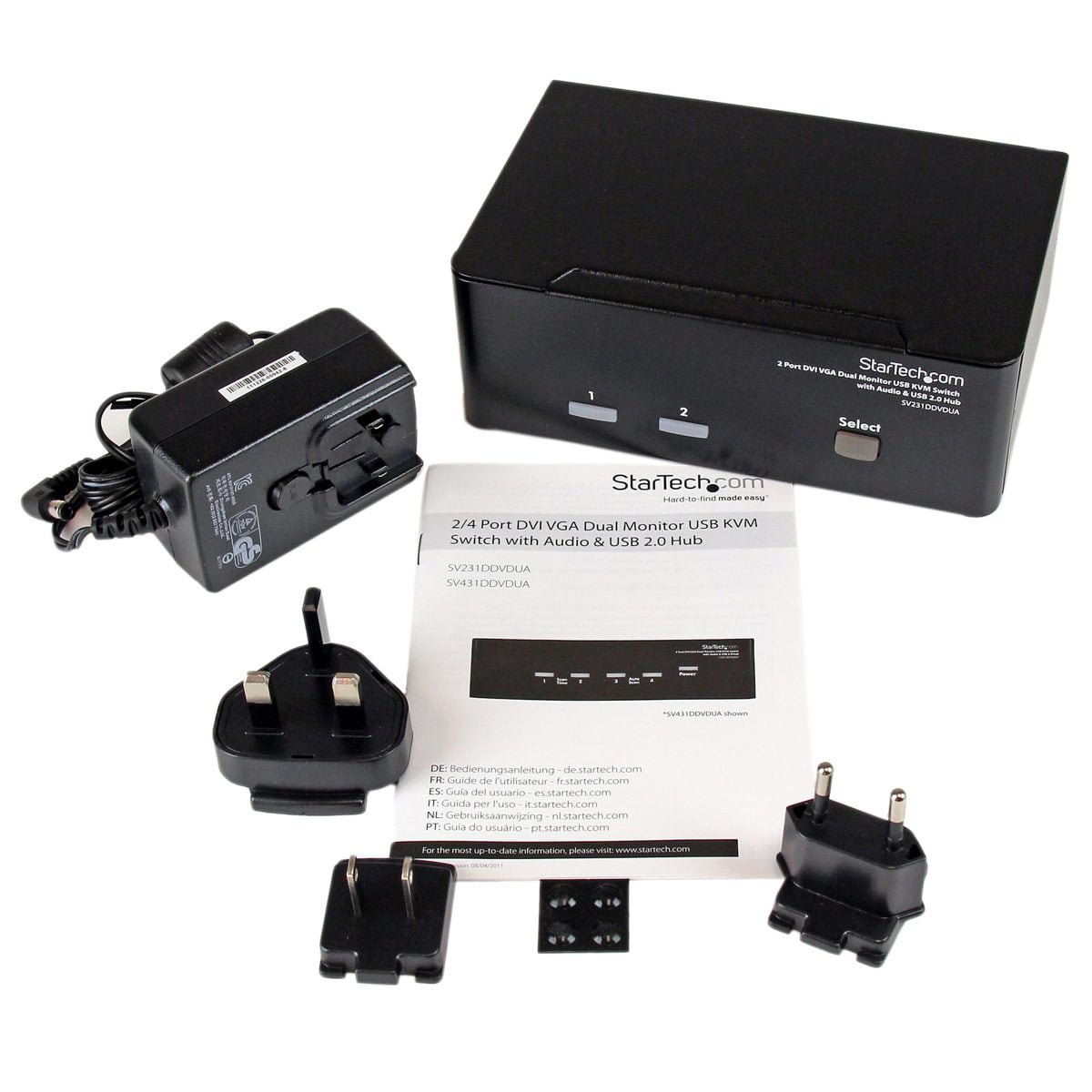 StarTech 2-Port DVI VGA Dual Monitor KVM Switch USB w/ Audio and USB 2.0 Hub