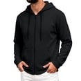 thumbnail image 2 of Qwertyu Zip Up Hoodie Men Long Sleeve Fleece Hooded Cardigan with Pocket Lightweight Loose Fit Athletic Jackets Black S, 2 of 6