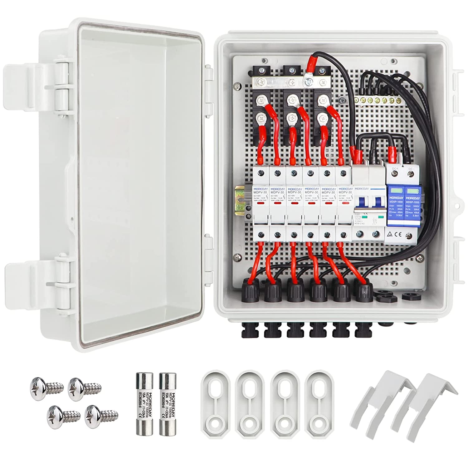 6-String Solar Combiner Box with Lightning Arrester and Fuse - IP65 in