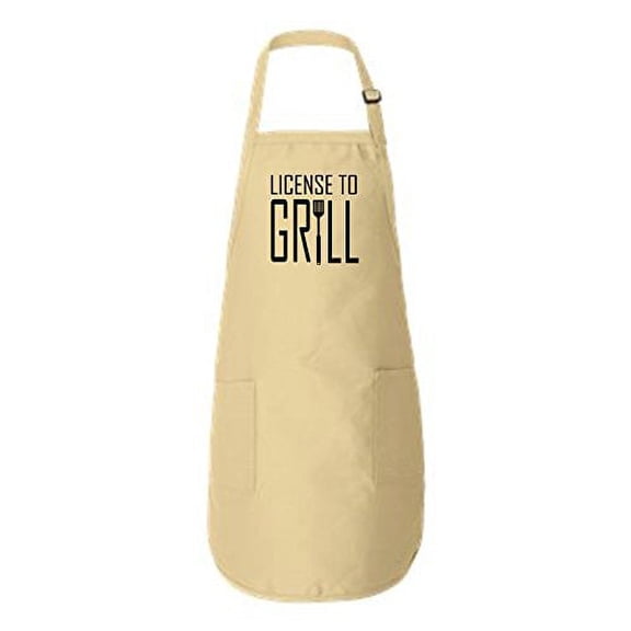 License To Grill Full-Length Apron with Pockets Natural One Size