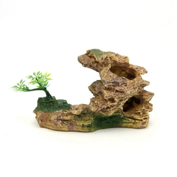 Turtle Basking Platform Reptile Terrarium Hideout Tortoise Resin Rock Hide Cave Habitat Ornament for Bearded Dragon Frogs