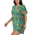 thumbnail image 2 of "Wukai Fall Forest Squirrel Women's Pajama Set - Short-Sleeve Top and Shorts with Elastic Waistband and Pockets for Loungewear, Yoga, and Casual Wear-X-Large, 2 of 8