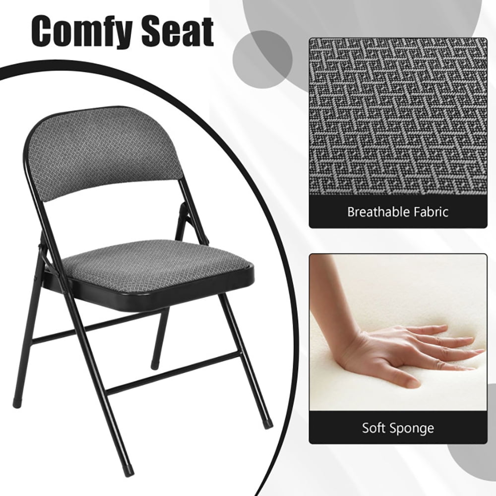 Finihen Folding Chairs Set of 2, Folding Dining Chairs, 2 PCS Folding Chair Set with Upholstered Seat and Fabric Covered Backrest, for Inside Outside Home Office, Black Finihen Folding Chairs Set of 2, Folding Dining Chairs, 2 PCS Folding Chair Set with Upholstered Seat and Fabric Covered Backrest, for Inside Outside Home Office, Black