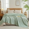 thumbnail image 3 of PHF Ultra Soft Waffle Weave Blanket King Size, Washed Lightweight Summer Breathable Blankets for Hot Sleeper, Sage Green, 104x90 inches, 3 of 7