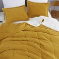 thumbnail image 3 of Chezmoi Collection Ultra-Soft Micromink Sherpa Queen Size Comforter Set with 2 Pillow Shams, Reversible Plush Bedding Comforter 3-Piece, Mustard Yellow, 3 of 8