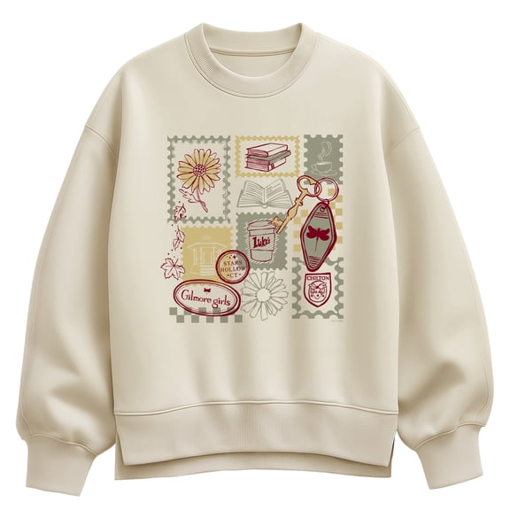Gilmore Girls - Stamp Collage Oversized Fleece Crew Sweatshirt