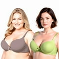 thumbnail image 5 of Curve Muse Womens Plus Size Perfect Shape Add 1 Cup Push Up Underwire Tshirt Bra-2PK-Grayish Brown,Peak Green-40B, 5 of 6