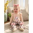 thumbnail image 5 of RUINIXCW Baby Girls Western Outfits Cow Embroidery Romper  Flared Pants Headband, 5 of 8