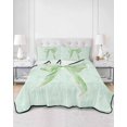 thumbnail image 2 of Twin XL Quilt Bedding Set, Green Bow Reversible Summer Quilt 3 Pieces, Cute Bowknot Minimalist Solid Color Lightweight Bedspreads Coverlets with 2 Pillow Shams for All Seasons, 2 of 5