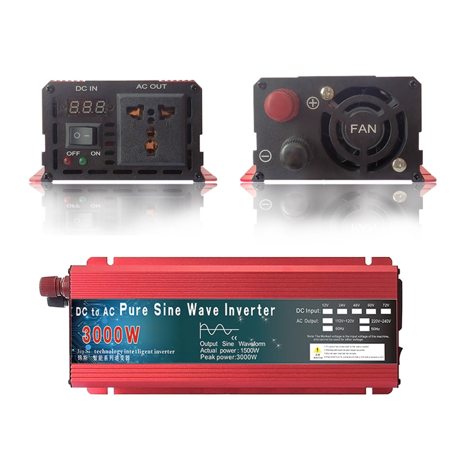 Pure Sine Wave Inverter 12V 24V 220 110 1000W 1600W 2000W 3000W Power Converter Solar 12V To 220 Inverter Transformer LED ,High Conversion Efficiency