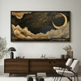 thumbnail image 4 of Large Framed Canvas Print Golden Crescent Moon & Clouds – Mystical Night Sky PaintingWall Art Decorative Ready to Hang Painting for Living room Bedroom 60x30 inches Black Frame, 4 of 9