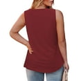 thumbnail image 5 of Meichang Womens Tank Tops Square Neck Eyelet Embroidery Sleeveless Shirts Solid Loose Fit Casual Summer Flowy Cami Tops Plus Size Wide Strap Camisoles Wine XL, 5 of 8
