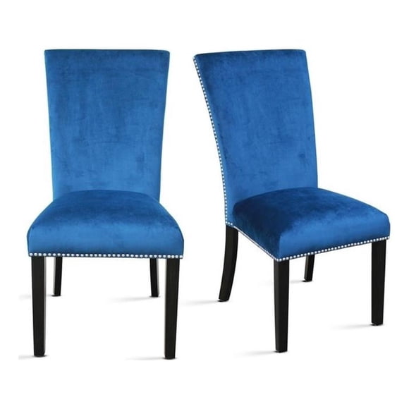 Steve Silver Co. Camila Dining Chair in Blue Velvet, Kids, Velvet, Dining Chair, Blue (Set of 1)