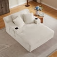thumbnail image 4 of Leumius Oversized Chaise Lounge Chair Indoor,Cloud Plush Corduroy Upholstered Sofa Bed with Cupholders,Deep Seat Boneless Sofa with Pillows for Living Room Bedroom, No Assembly Required,White, 4 of 9