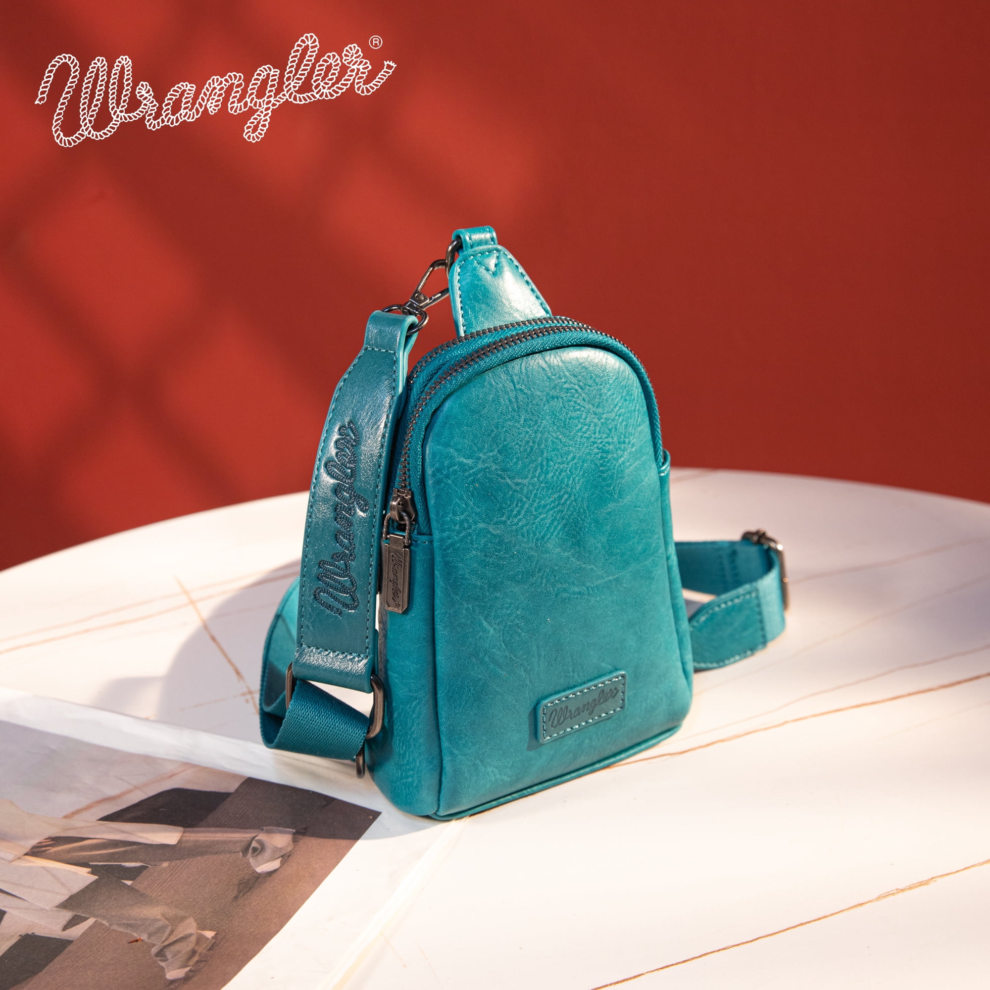 Wrangler Crossbody Sling Bags for Women Cross Body Fanny Pack Purse with Detachable Strap Zipper 7.5 "H, Blue