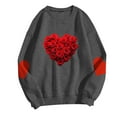 thumbnail image 4 of qucoqpe Valentines Day Sweatshirts Women Valentine Crewneck Sweatshirt Love Heart Long Sleeve Pullover Shirts Tops, 4 of 6
