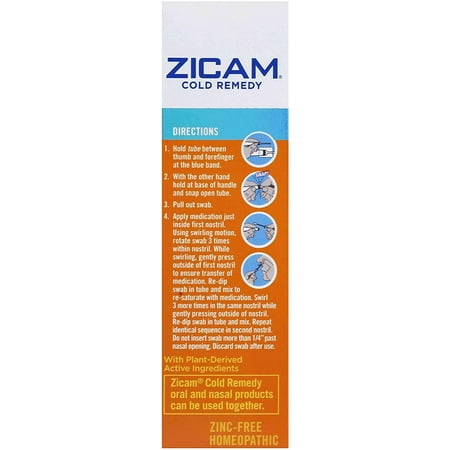 Zicam Cold Remedy Nasal Swabs, Plus Multi-Symptom Relief, 20 ct (Pack of 2)