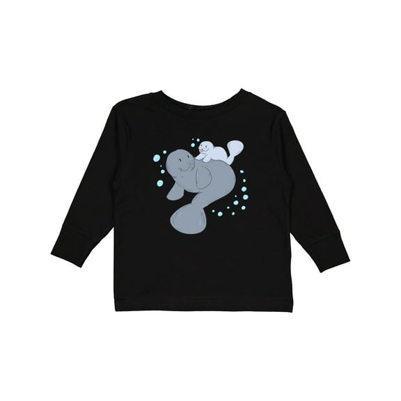 Inktastic Cute Manatees with Bubbles Boys or Girls Long Sleeve Toddler T-Shirt