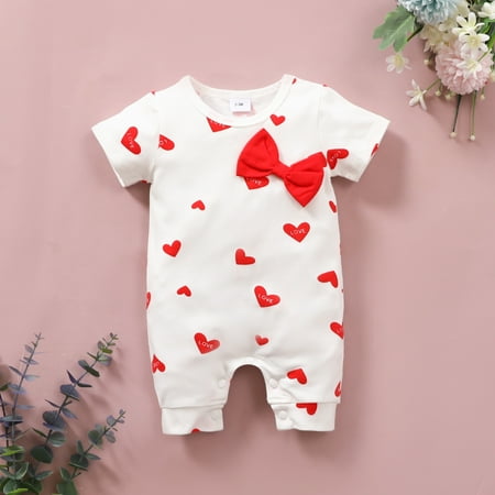 

DAETIROS Comfortable Valentine s Day （0-18M） Funny Newborn Infant Baby Girls Cute Prevalent Rompers White