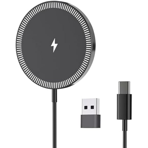 for Mag-Safe Charger, Magnetic Wireless Charger for iPhone 16/16 Pro/16 Pro Max/16 Plus/15/14/13/12 Series, 15W Max Magnet Fast Mag Safe Charging Pad for AirPods 2 3 Pro, Dual Charging Ports, Black