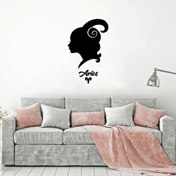 Aries Fire Sign Woman Ram Symbol Horoscopes Astrological Chart Zodiac Signs Star Vinyl Wall Art Wall Sticker Wall Decal For Home Room Wall Office Living Room Wall Decoration Decal Size(10x8 inch)