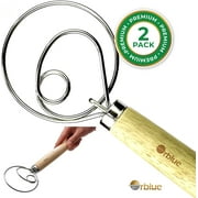 Orblue Premium Danish Dough Whisk, Large 13.5 inch Stainless Steel Dutch Whisk for Bread, Pastry or Pizza Dough- 2 Pack