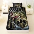 thumbnail image 3 of Feelyou Hunting Bass Fish Wildlife Twin Sheet Sets for Men Boys, Rustic American Flag Bedding, Rust Black Green, 3pcs, 3 of 5