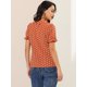 thumbnail image 5 of Camisa Vintage Con Botones Cuello Peter Pan Volantes Lunares Allegra K Rojo Naranja L, 5 of 6