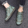 thumbnail image 6 of Mens Hand Stitching Leather Lace Up Ankle Boots Casual Vintage Non Slip Flats Arch Support Loafers for Hiking Walking Driving Chukka Boots, 6 of 7