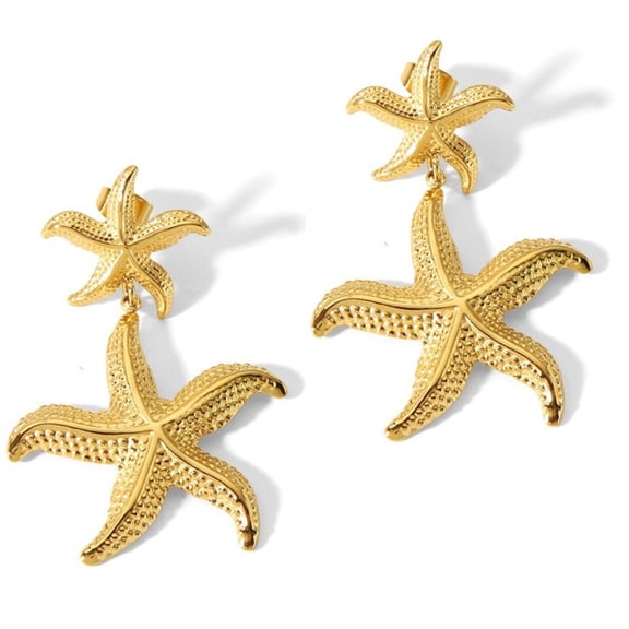 Starfish Earrings for Women Gold Plated Stainless Steel Dangle Jewelry Butterfly Backs Ginger Lyne Collection